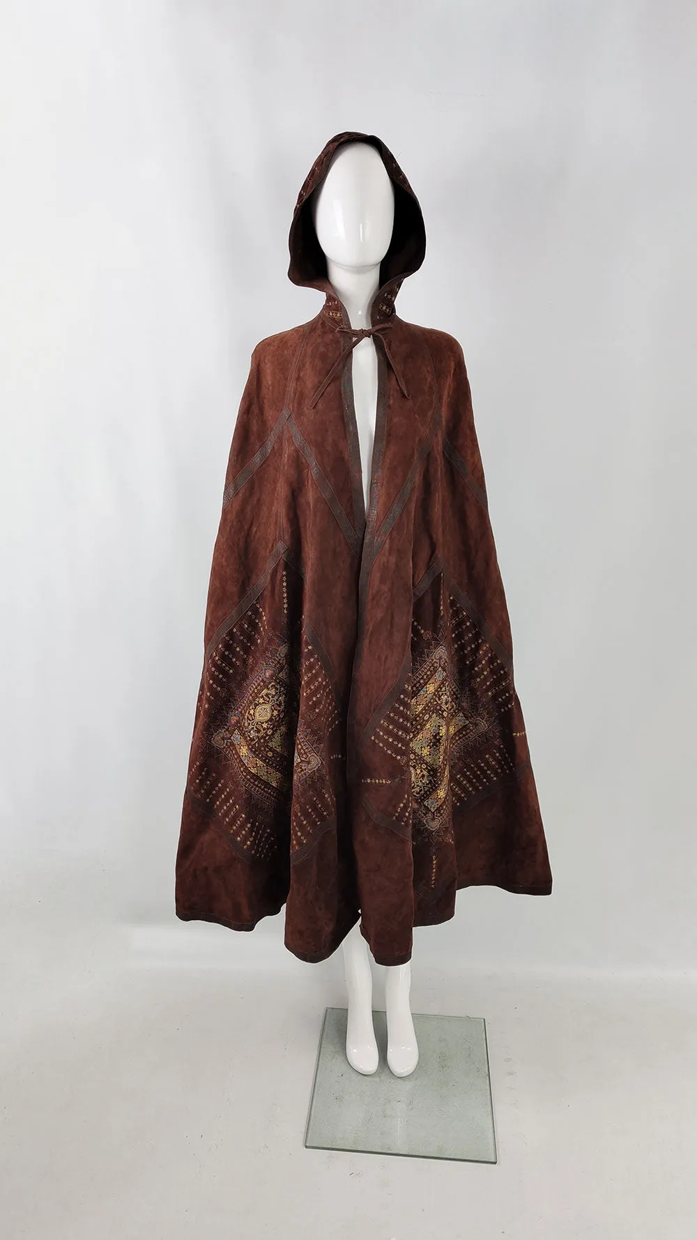 Roberto Cavalli Brown Suede Full Length Cape, 1970s