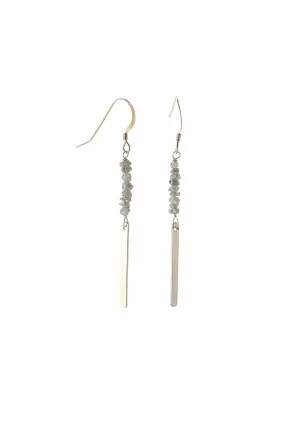 Rough Cut Diamond Bar Earrings