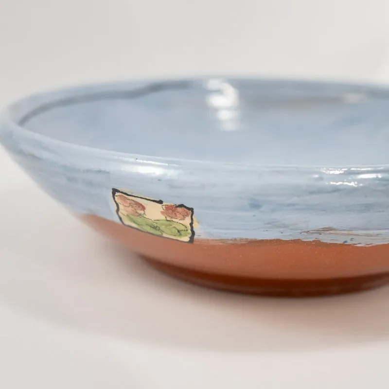 Shallow Bowl with Gernaniums