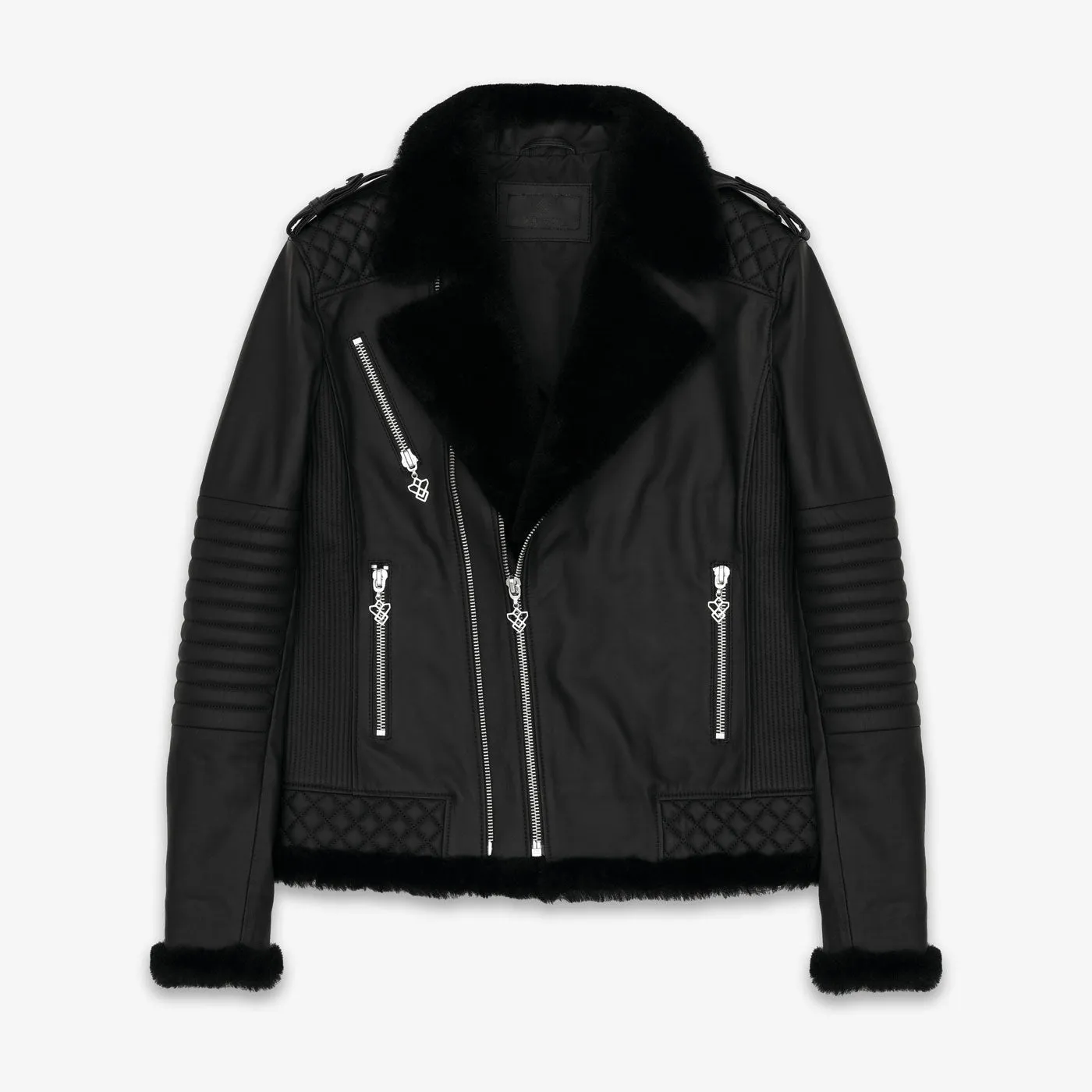 Shearling ILLUMINATI Black Leather Jacket