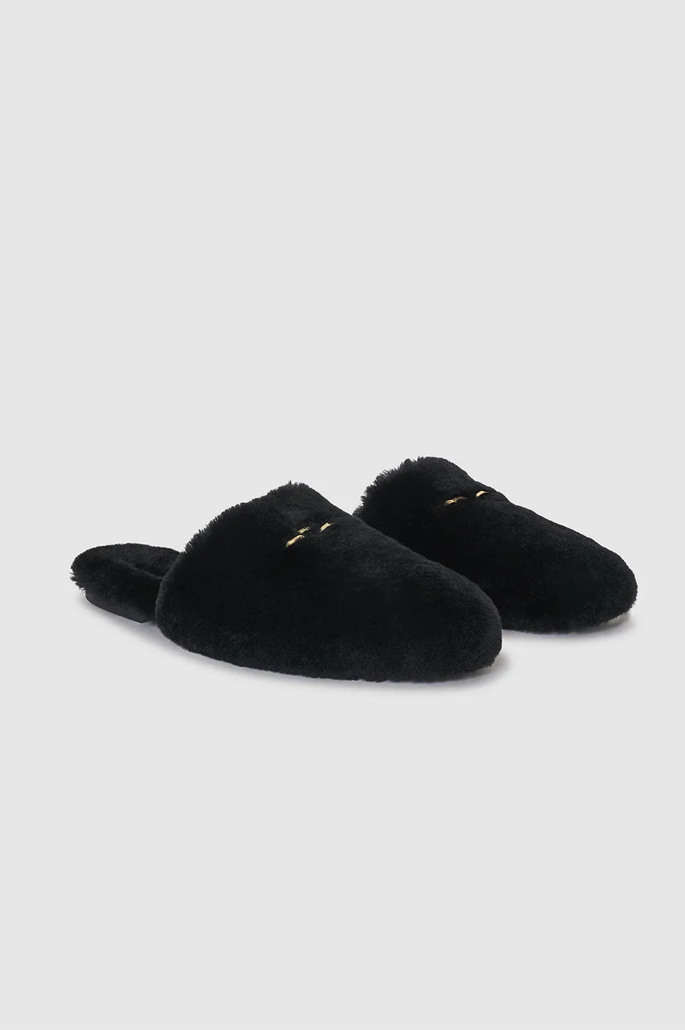 Shearling Mules - Black