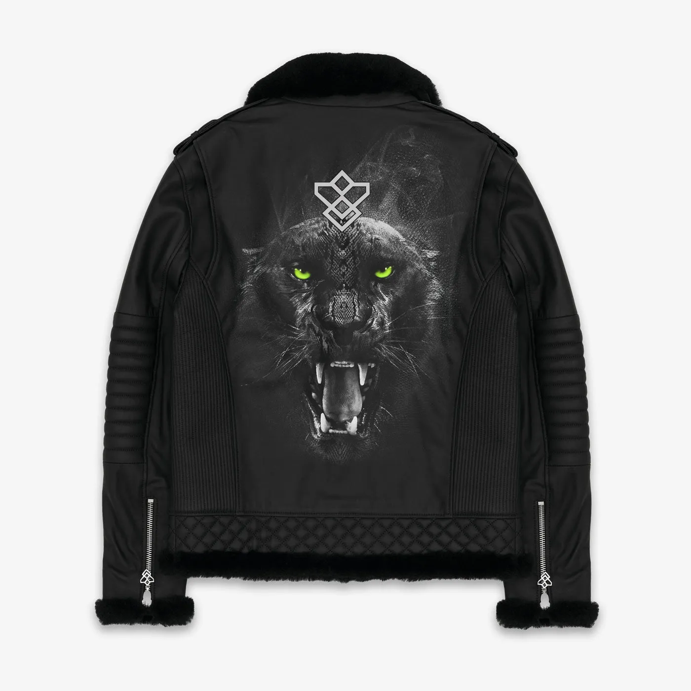 Shearling Panther Black Leather Jacket