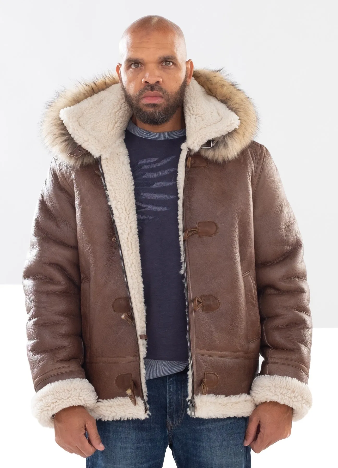 Shearling Sheepskin Aviator Jacket- B3 With Toggles Style #810