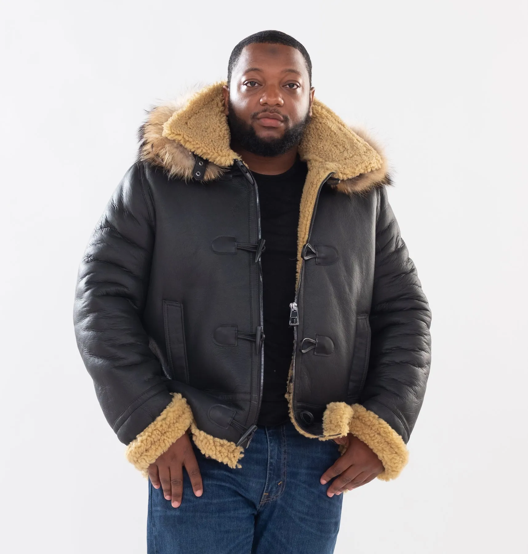 Shearling Sheepskin Aviator Jacket- B3 With Toggles Style #810