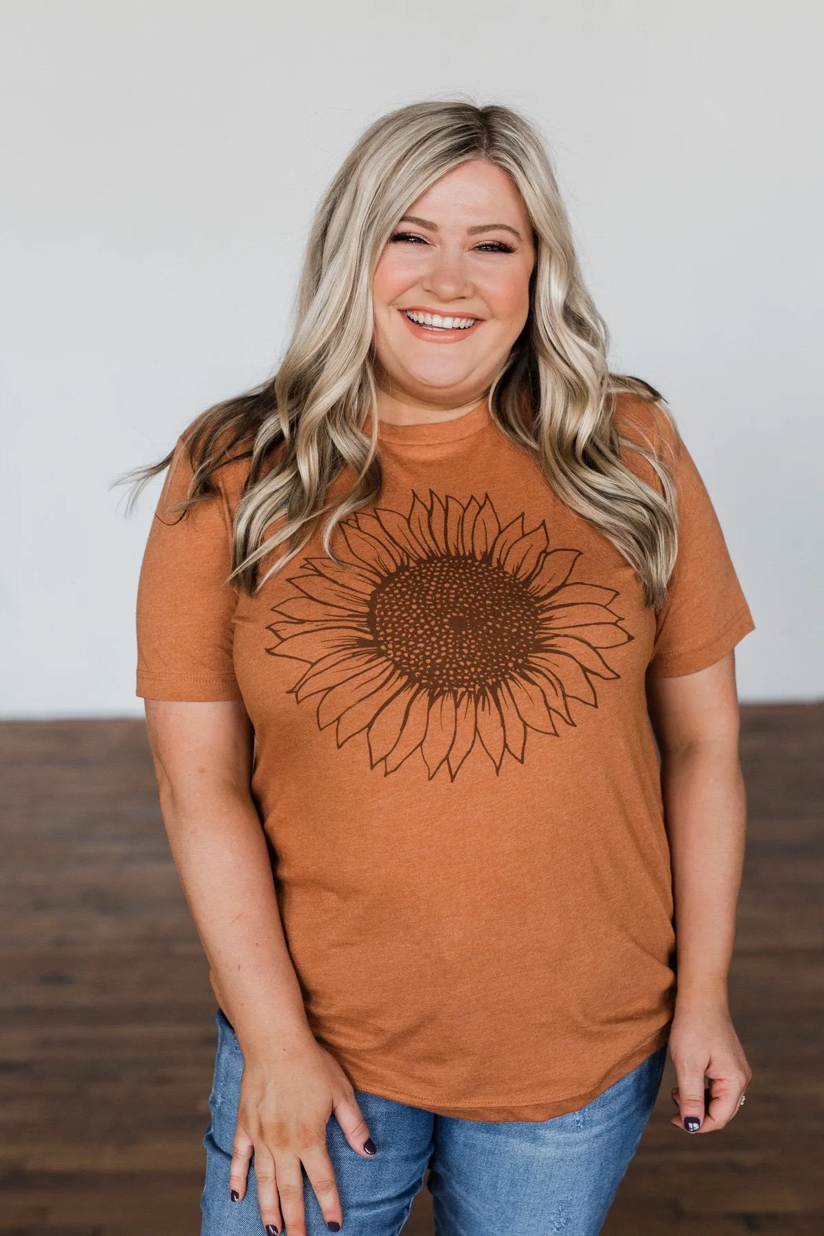 Simple Sunflower Graphic Tee- Burnt Orange