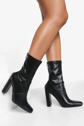 Skinny Block Heel Sock Boots