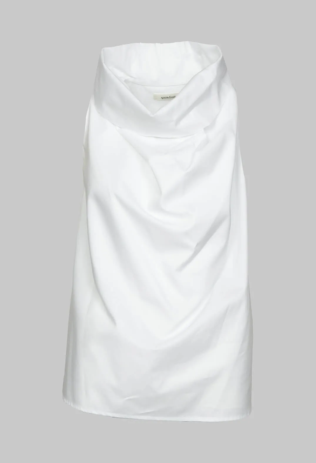 Sleeveless Blouse with Cowl Neck in White