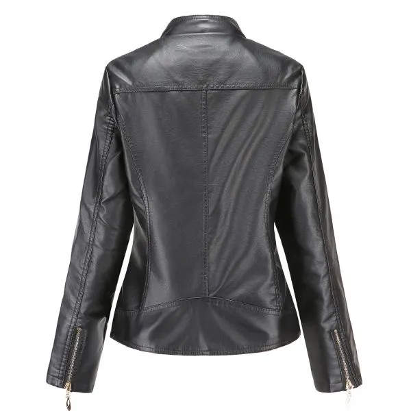 Slim fit faux leather jacket for women