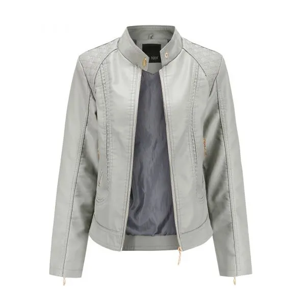 Slim fit faux leather jacket for women