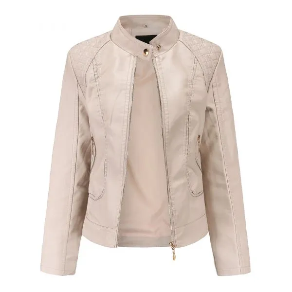 Slim fit faux leather jacket for women