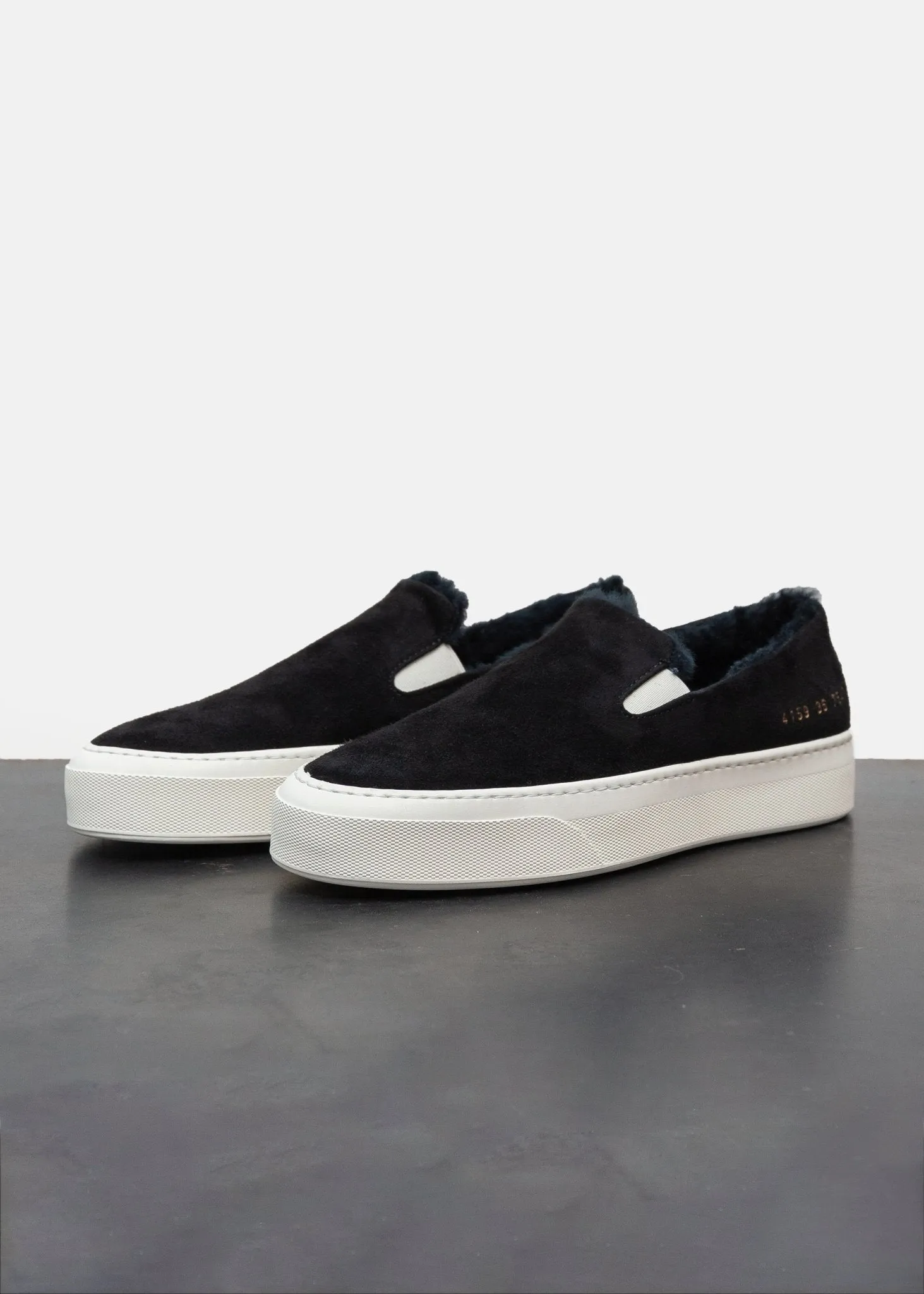 Slip-On Suede/Shearling in Black