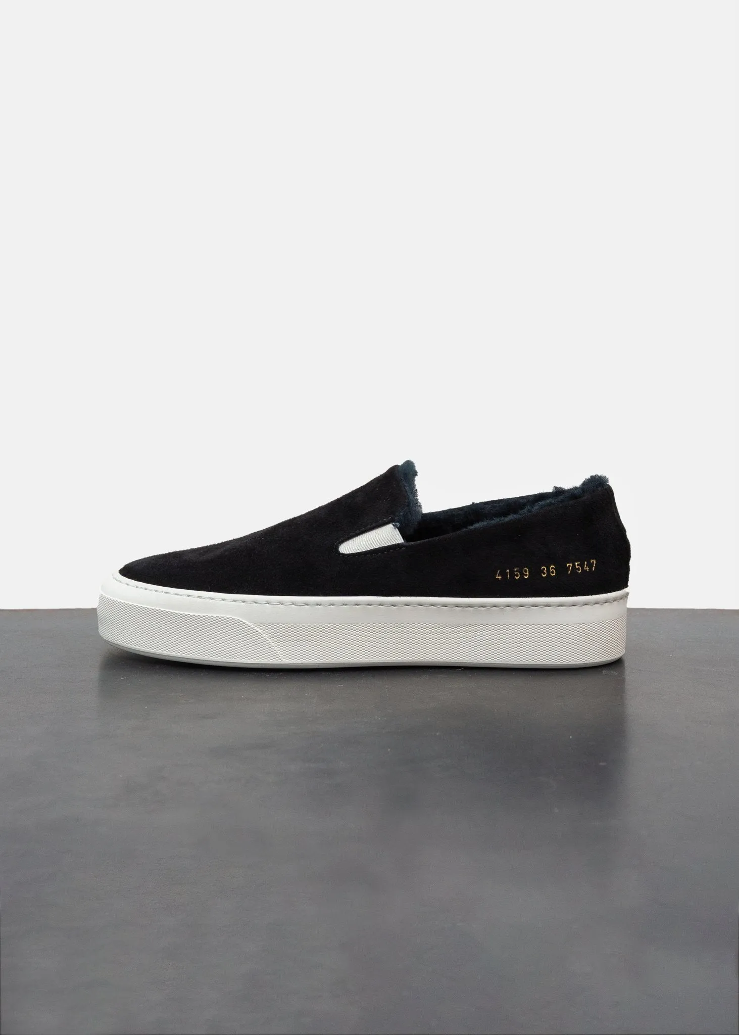 Slip-On Suede/Shearling in Black