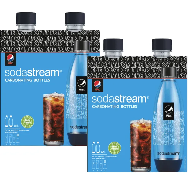 SodaStream Fuse Pepsi Edition Bottle Carbonating Sparkling 1L Portable 4 Pack