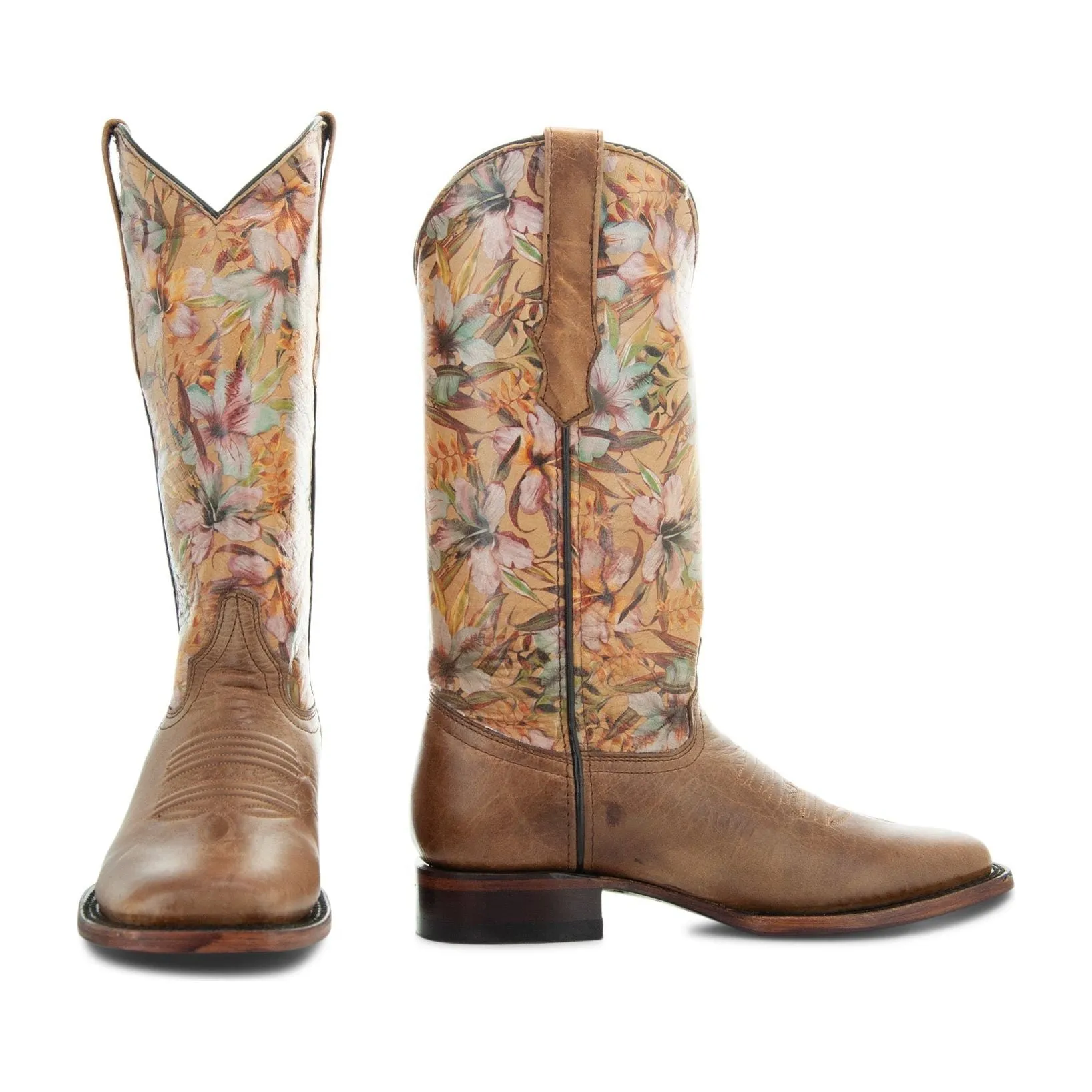 Soto Boots Womens Flower Print Square Toe Cowgirl Boots M50067