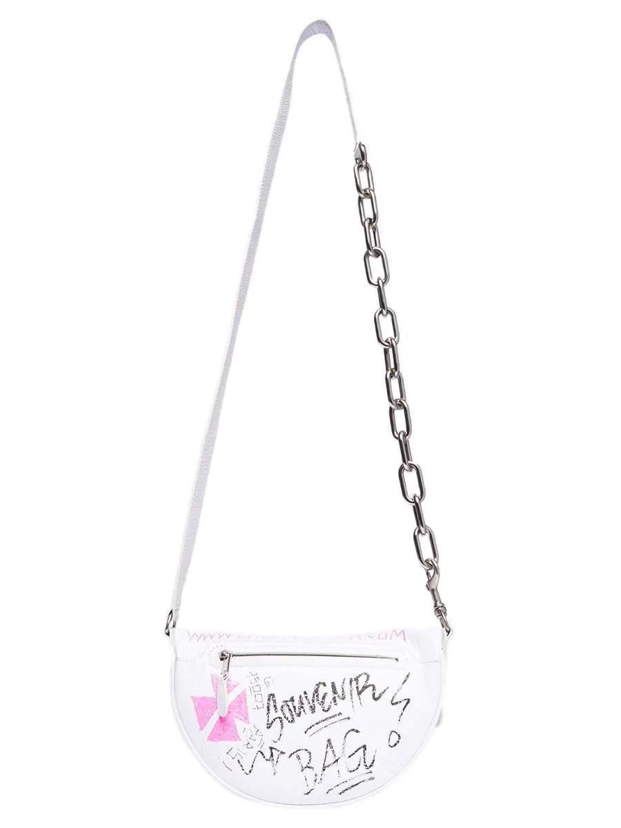 Souvenirs XXS Arena Chain Black White & Pink Graffiti Leather Beltbag