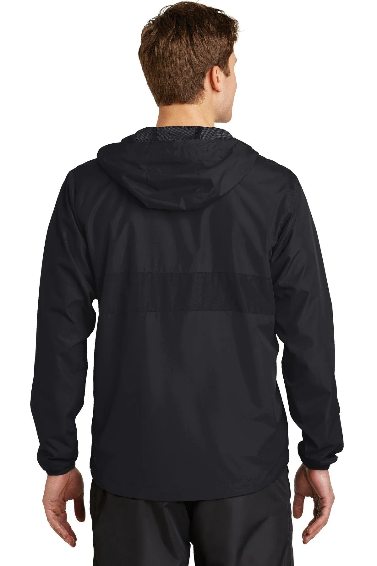 Sport-Tek Zipped Pocket Anorak JST65 Black/ Black