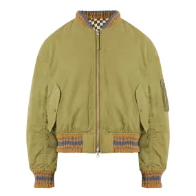 STORY MFG The Sustainable Edit Seed Reversible Check Bomber Jacket - Olive