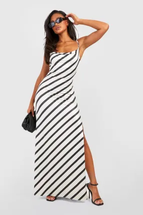 Striped Slinky Cowl Maxi Dress