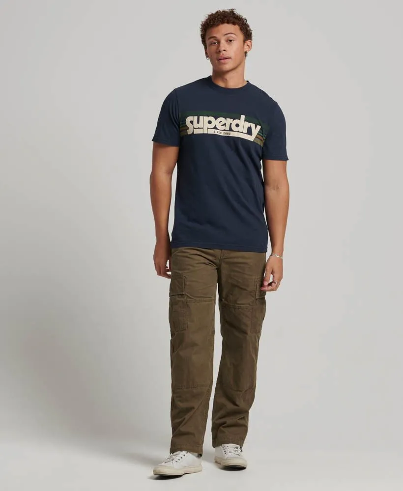 Superdry Terrain Stripped Crew Neck T-Shirt Eclipse Navy