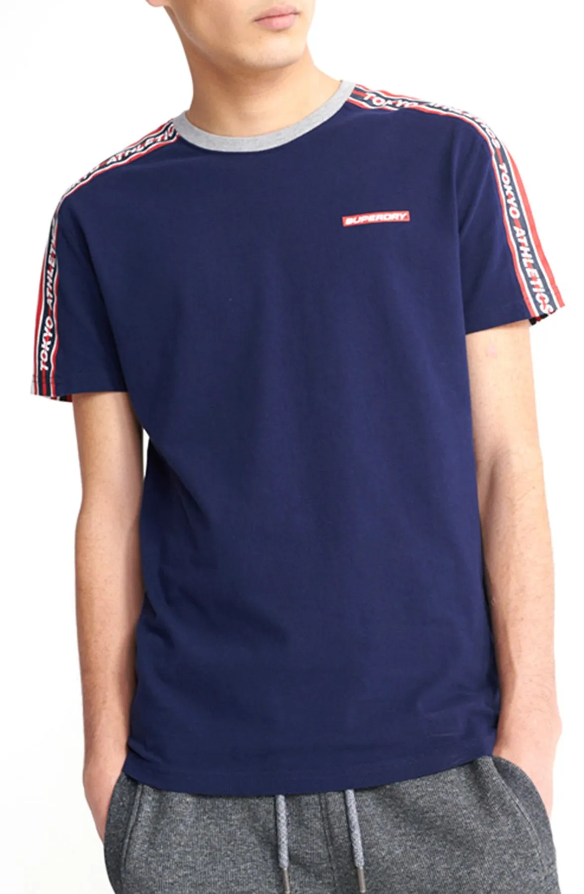 Superdry Trophy Colour Block Logo T-Shirt Rich Navy