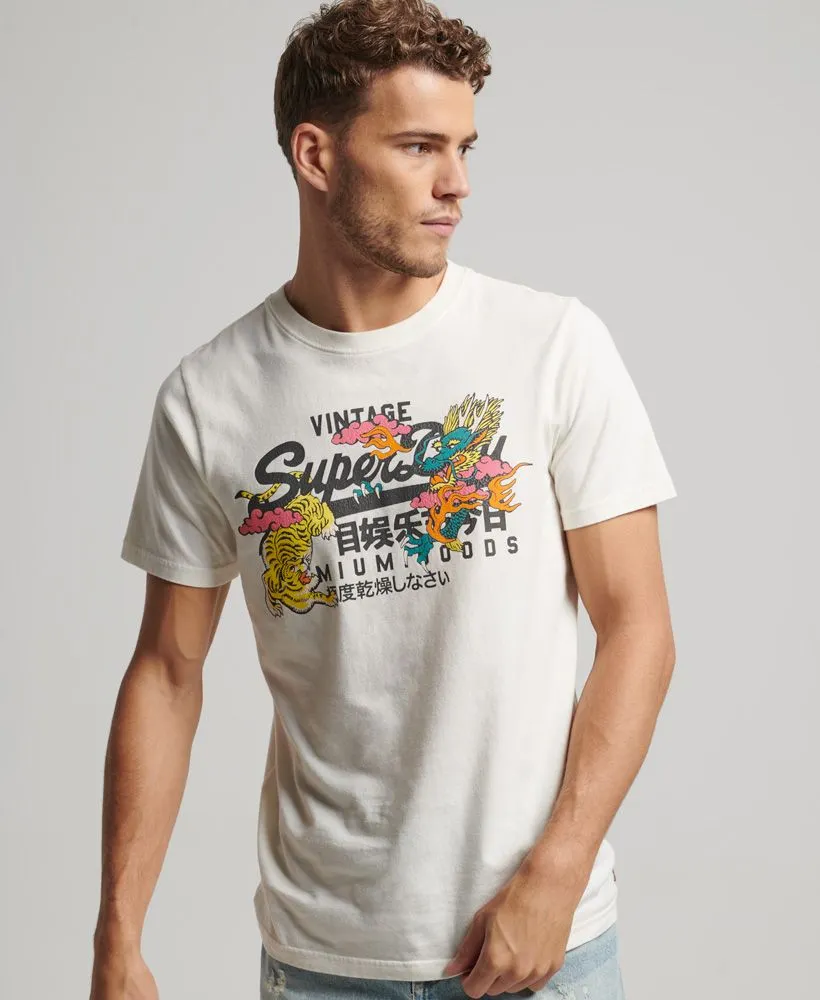 Superdry Vintage Narrative Crew Neck T-Shirt Off White