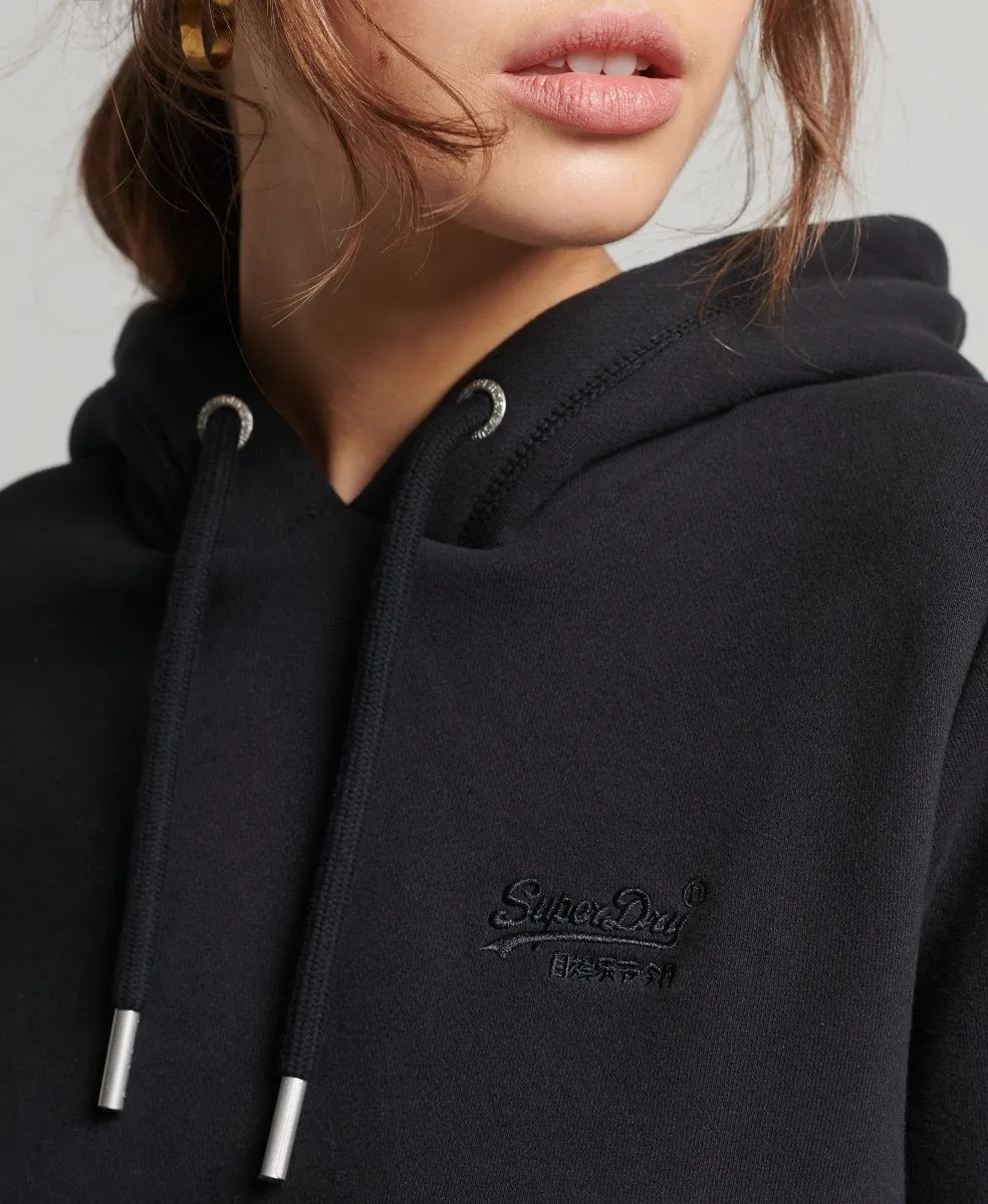 Superdry Womens Vintage Embroided Logo Hooded Sweatshirts Black