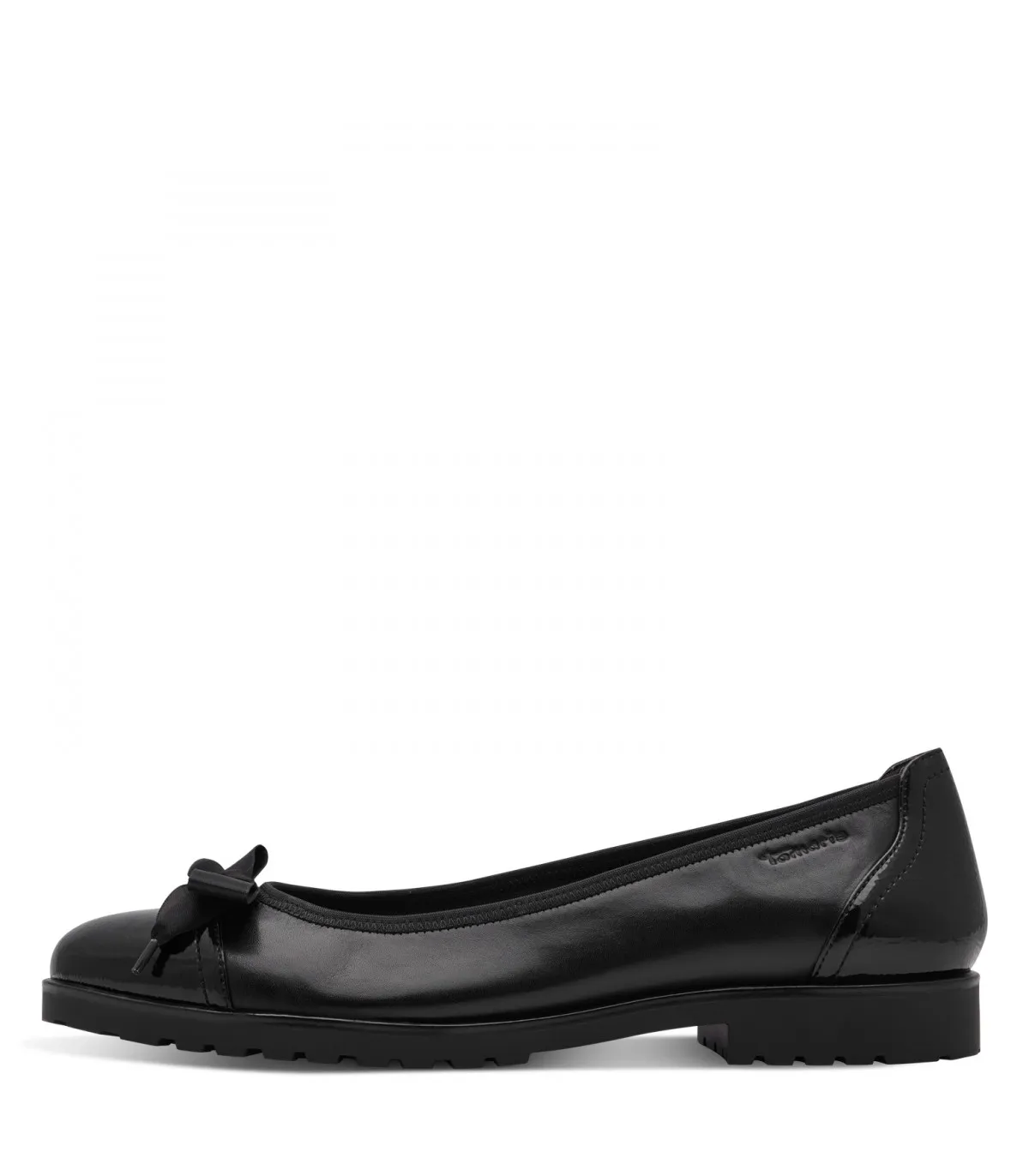 Tamaris Black Leather Ballerina 1-22126-43-001