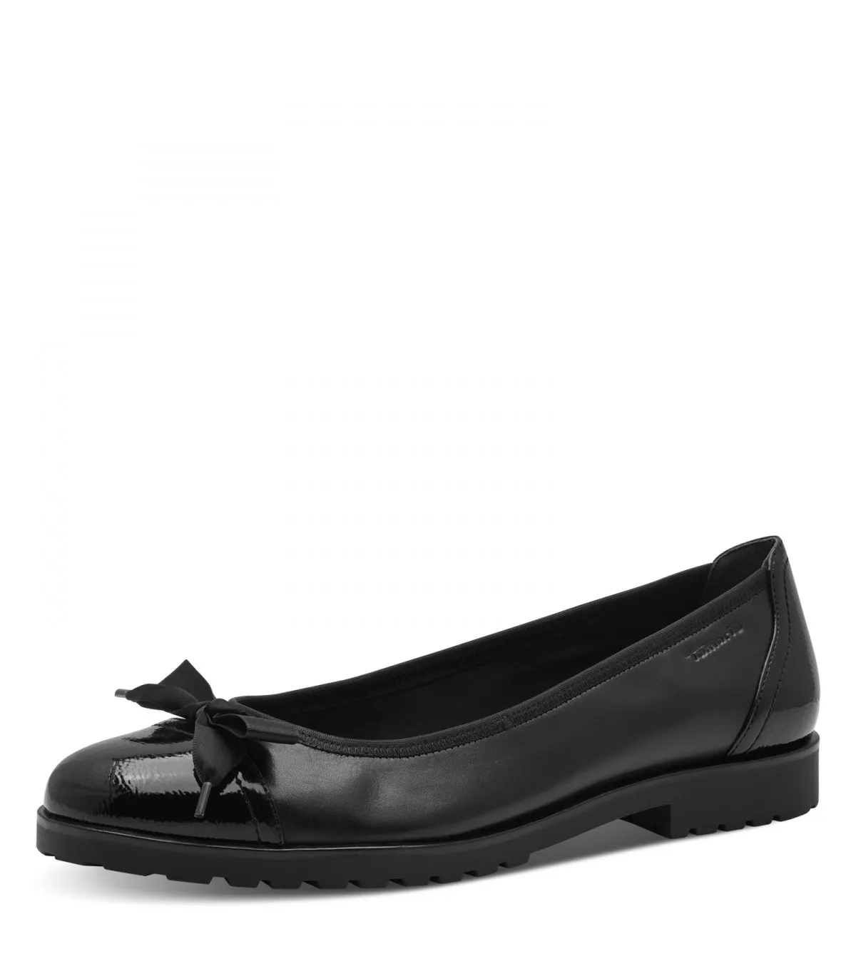 Tamaris Black Leather Ballerina 1-22126-43-001