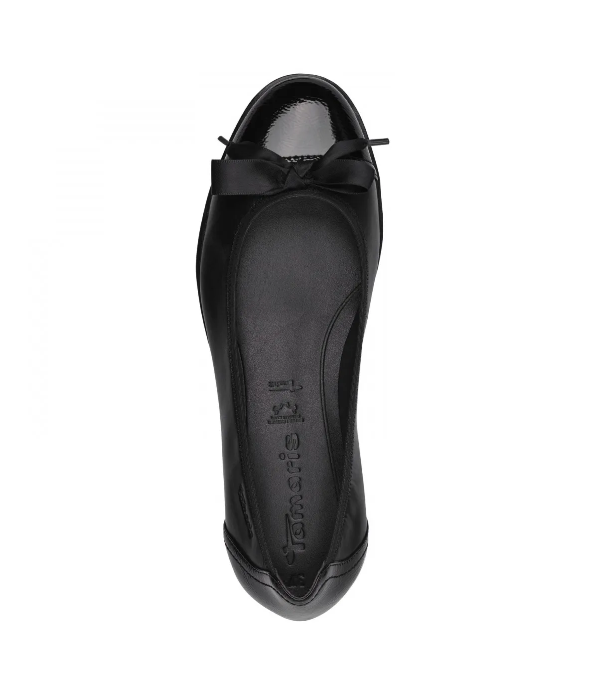 Tamaris Black Leather Ballerina 1-22126-43-001