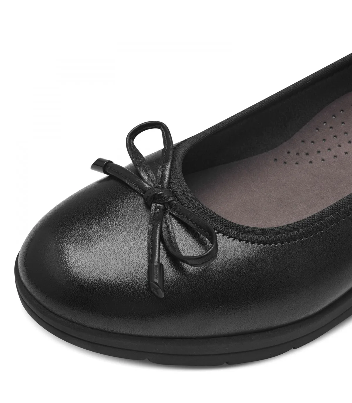 Tamaris Comfort Leather Anatomic Black Ballerina 82104