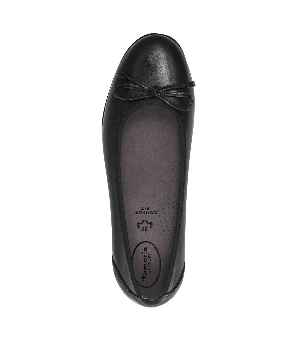 Tamaris Comfort Leather Anatomic Black Ballerina 82104