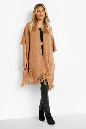 Tassel Hem Cape Cardigan