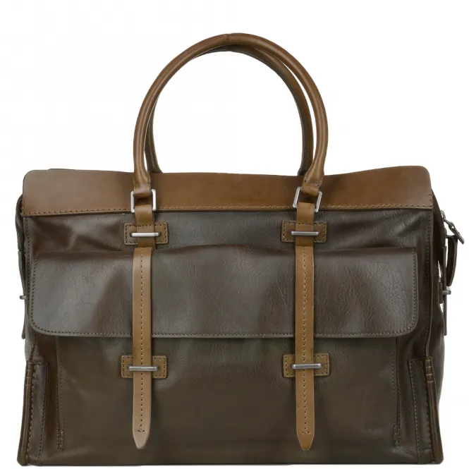 The Bridge Italian Unisex Medium Travel Shopper Bag Olive Green/ruthenium- 065074 1P 1C NH