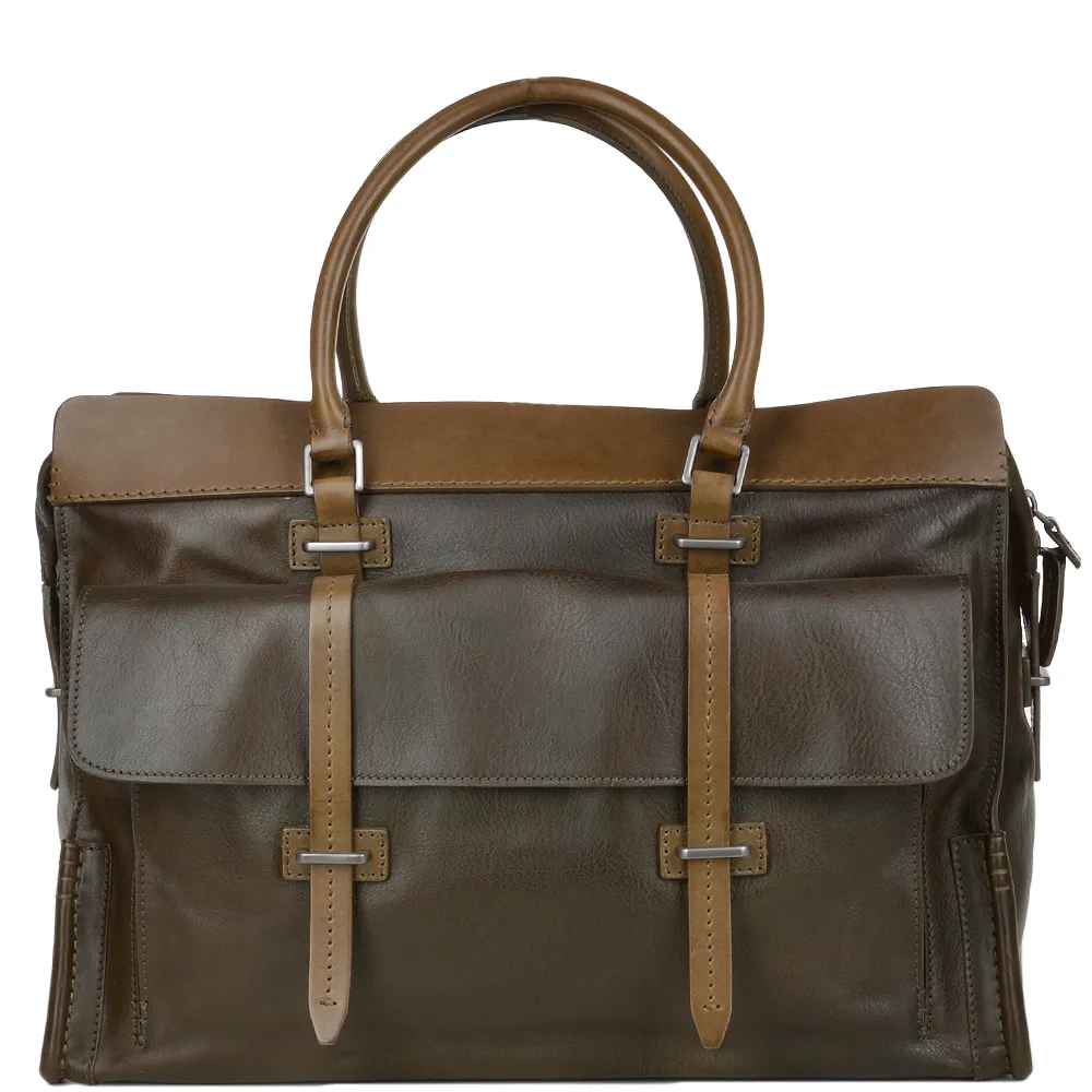 The Bridge Italian Unisex Medium Travel Shopper Bag Olive Green/ruthenium- 065074 1P 1C NH