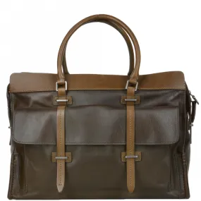 The Bridge Italian Unisex Medium Travel Shopper Bag Olive Green/ruthenium- 065074 1P 1C NH