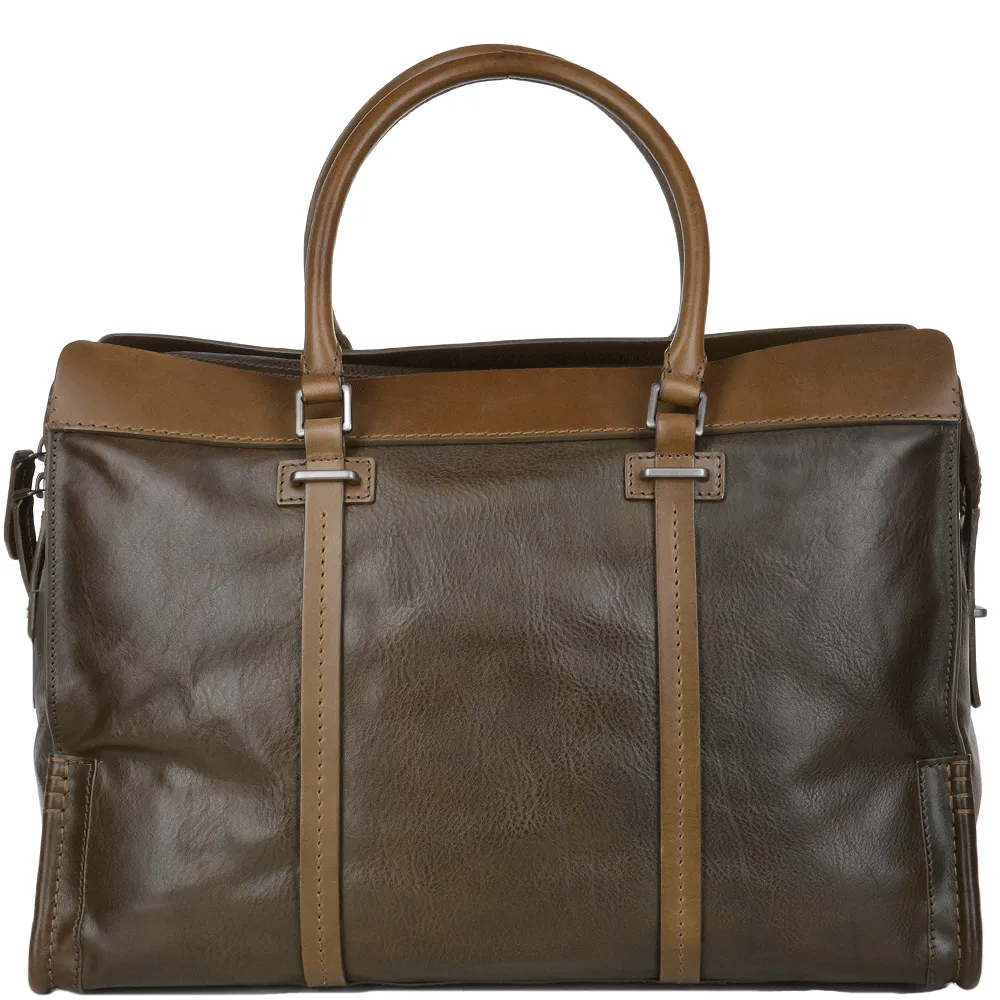 The Bridge Italian Unisex Medium Travel Shopper Bag Olive Green/ruthenium- 065074 1P 1C NH