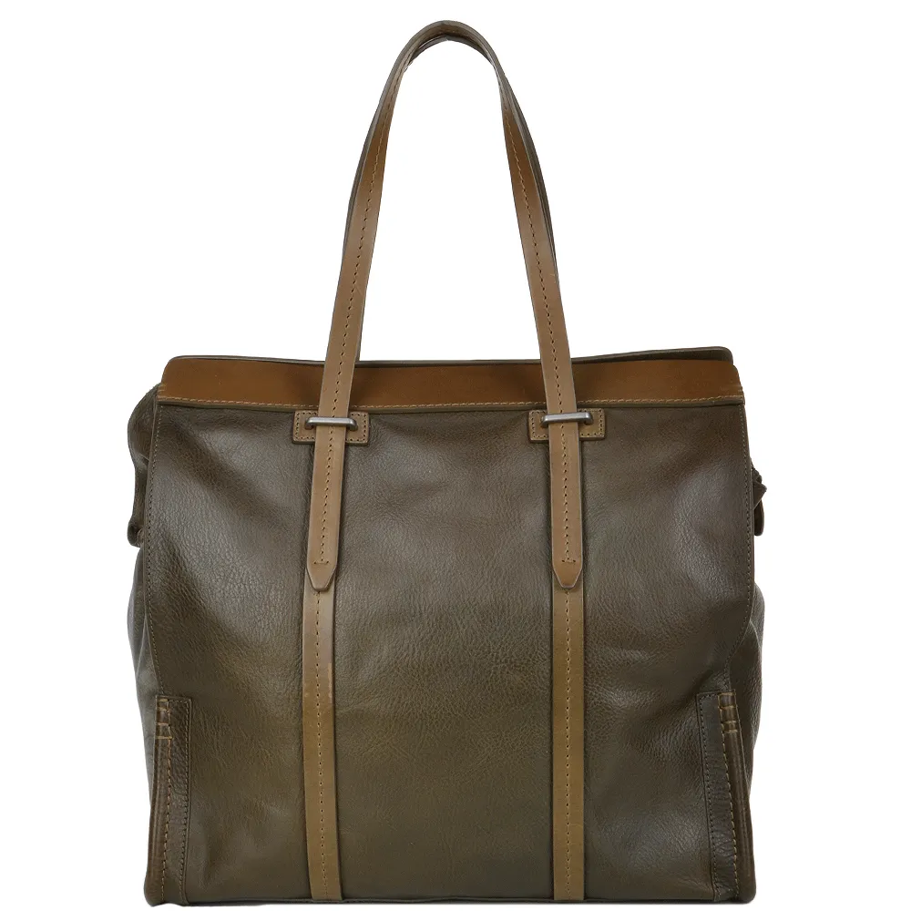 The Bridge Italian Unisex Medium Travel Shopper Bag Oliver Green/ruthenium - 065034 1P 1C NH