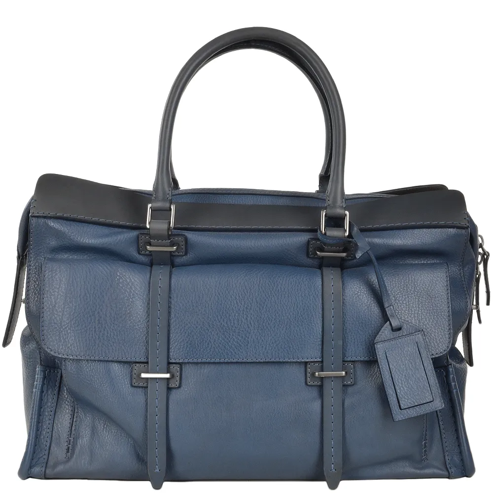 The Bridge Unisex Medium Italian Travel Shopper Bag Rain Blue- 065074 1P 2K NH