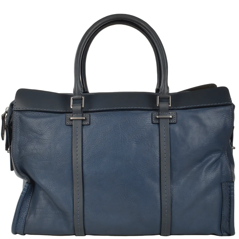 The Bridge Unisex Medium Italian Travel Shopper Bag Rain Blue- 065074 1P 2K NH