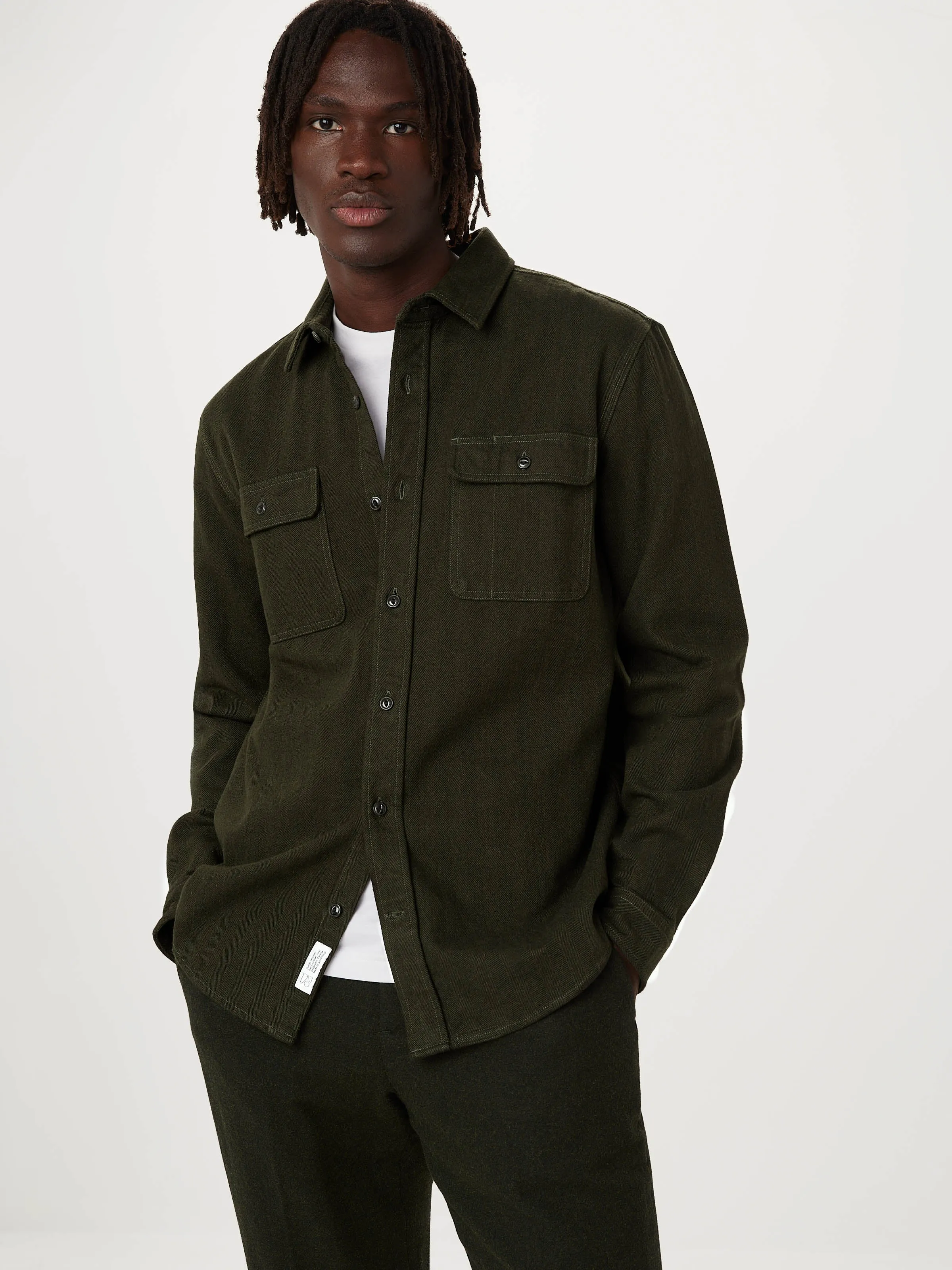 The Heavy Flannel Shirt in Dark Green