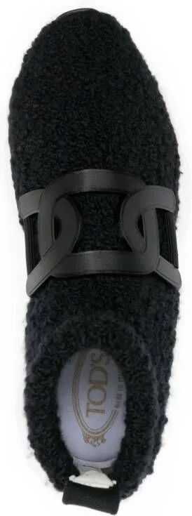 Tod's shearling logo-plaque sneakers Black