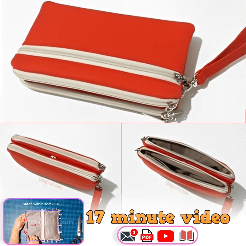 Triple Zip Wristlet PDF Download Pattern (3 sizes included)