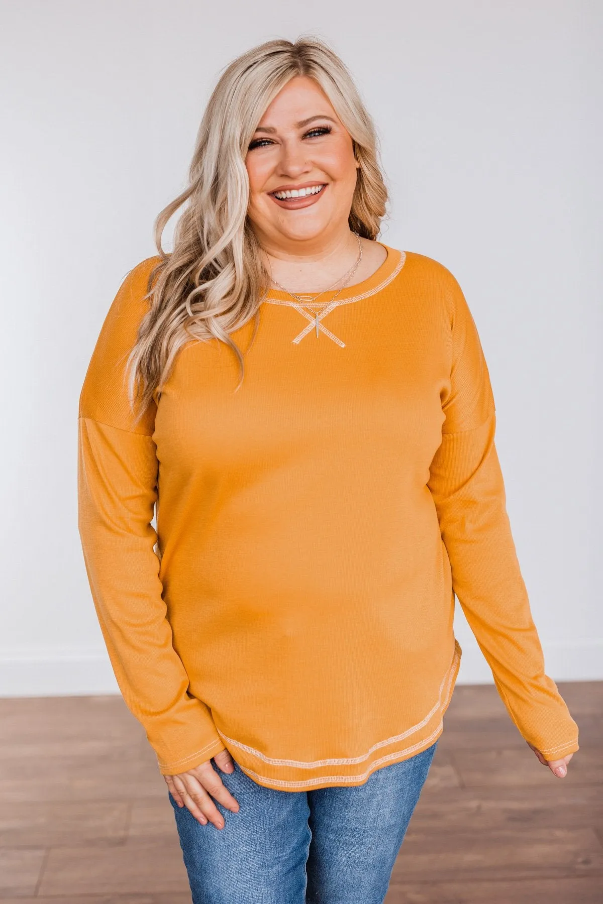 True To Your Heart Long Sleeve Top- Golden Yellow