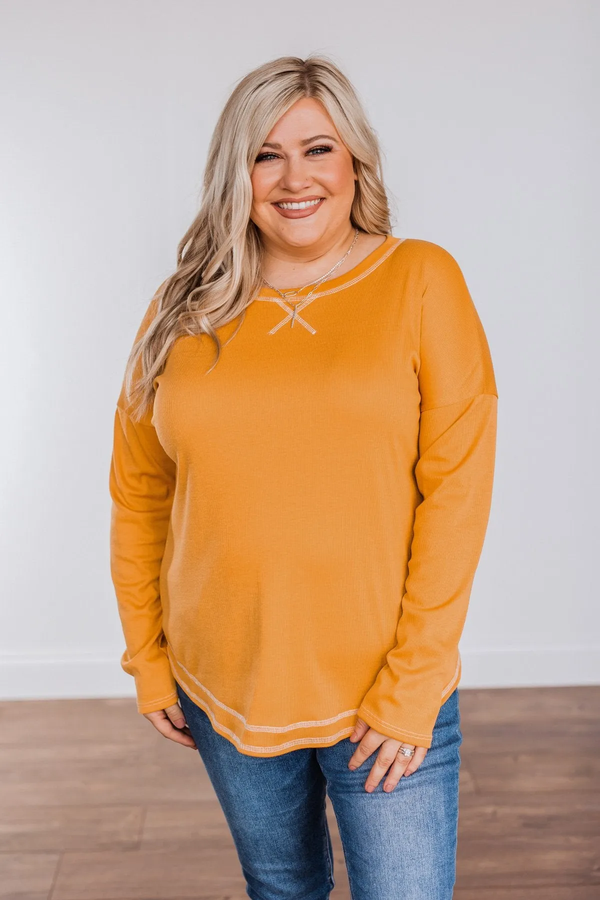 True To Your Heart Long Sleeve Top- Golden Yellow