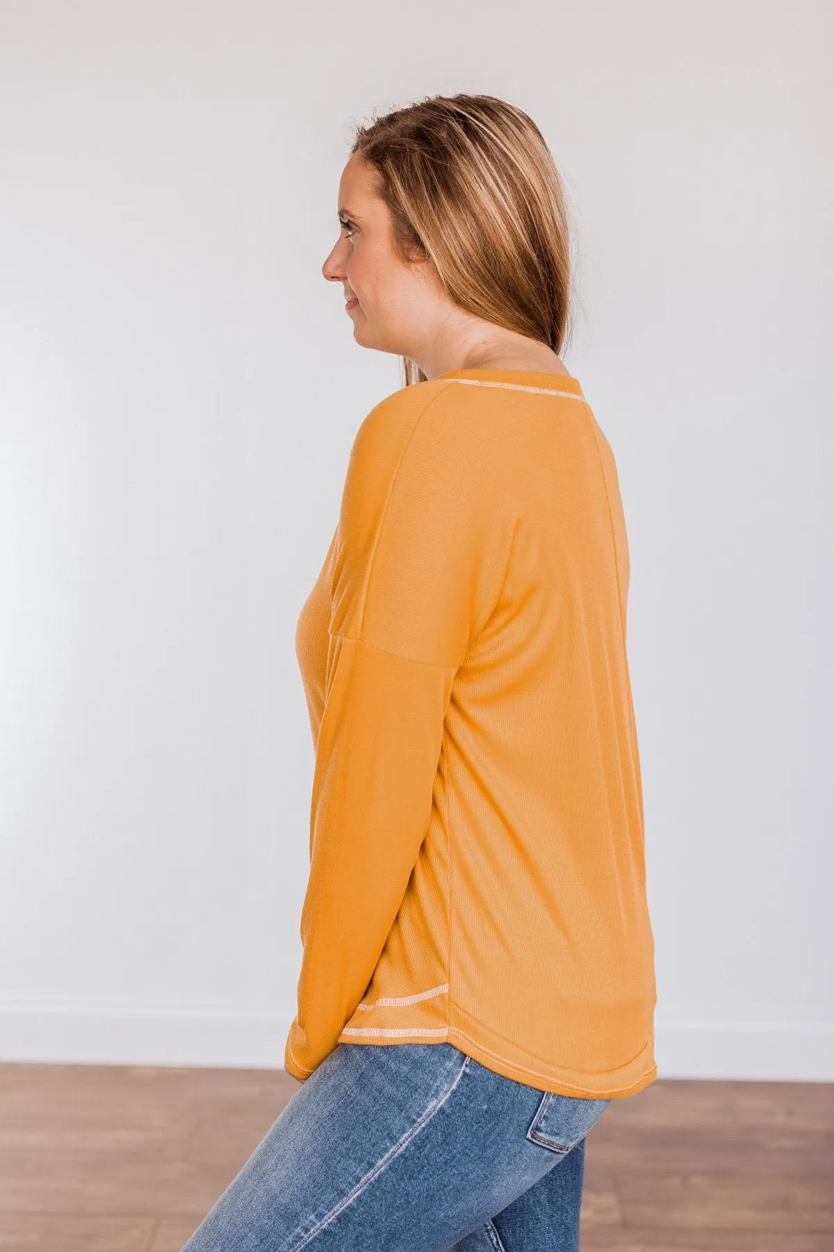 True To Your Heart Long Sleeve Top- Golden Yellow