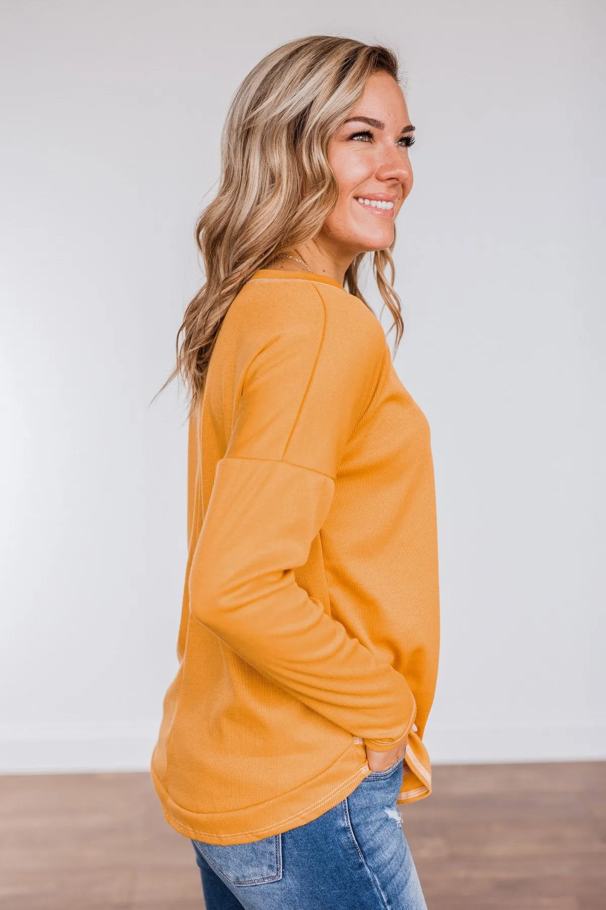 True To Your Heart Long Sleeve Top- Golden Yellow