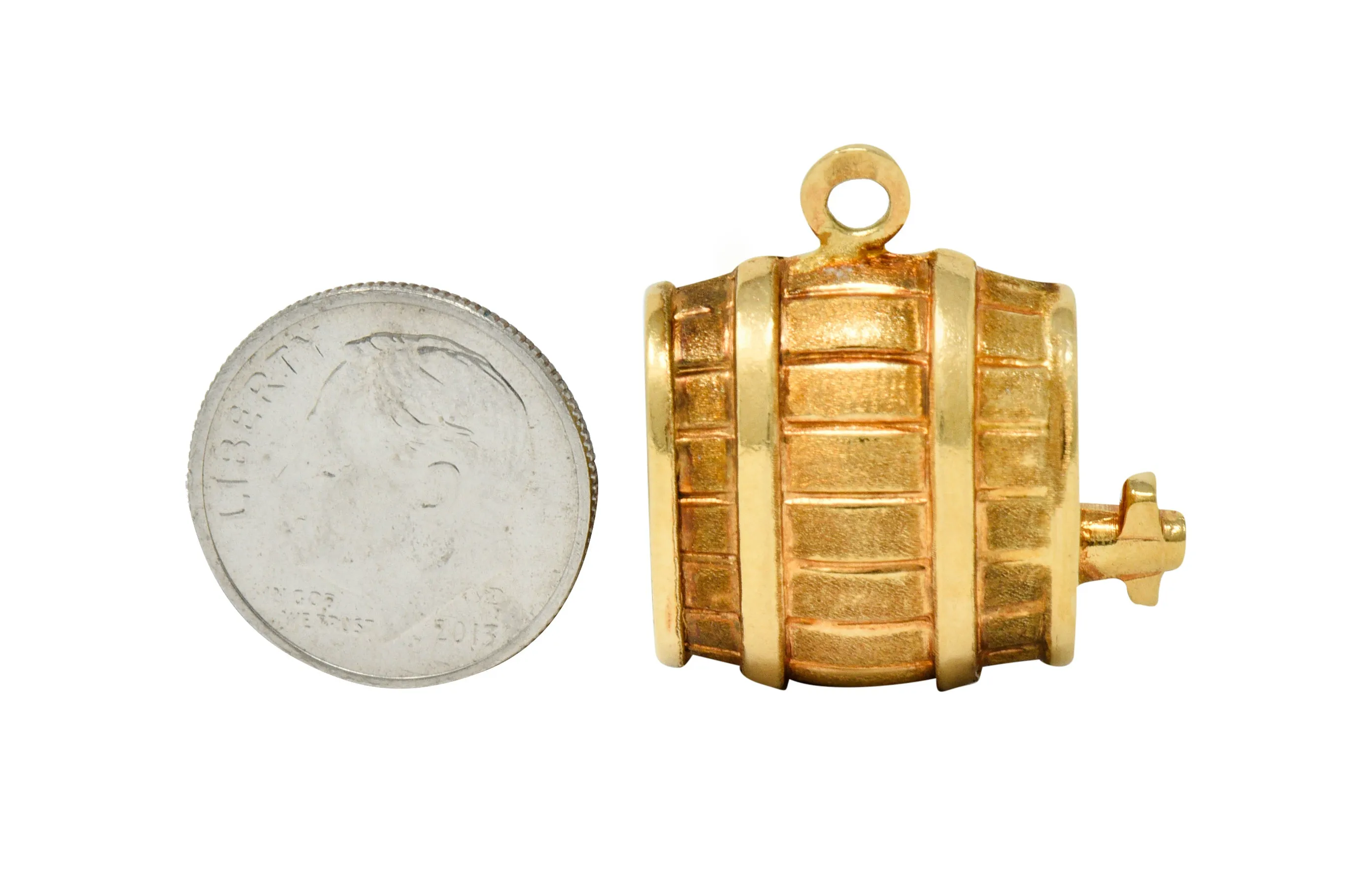 Vintage Italian 18 Karat Gold Barrel Keg Charm