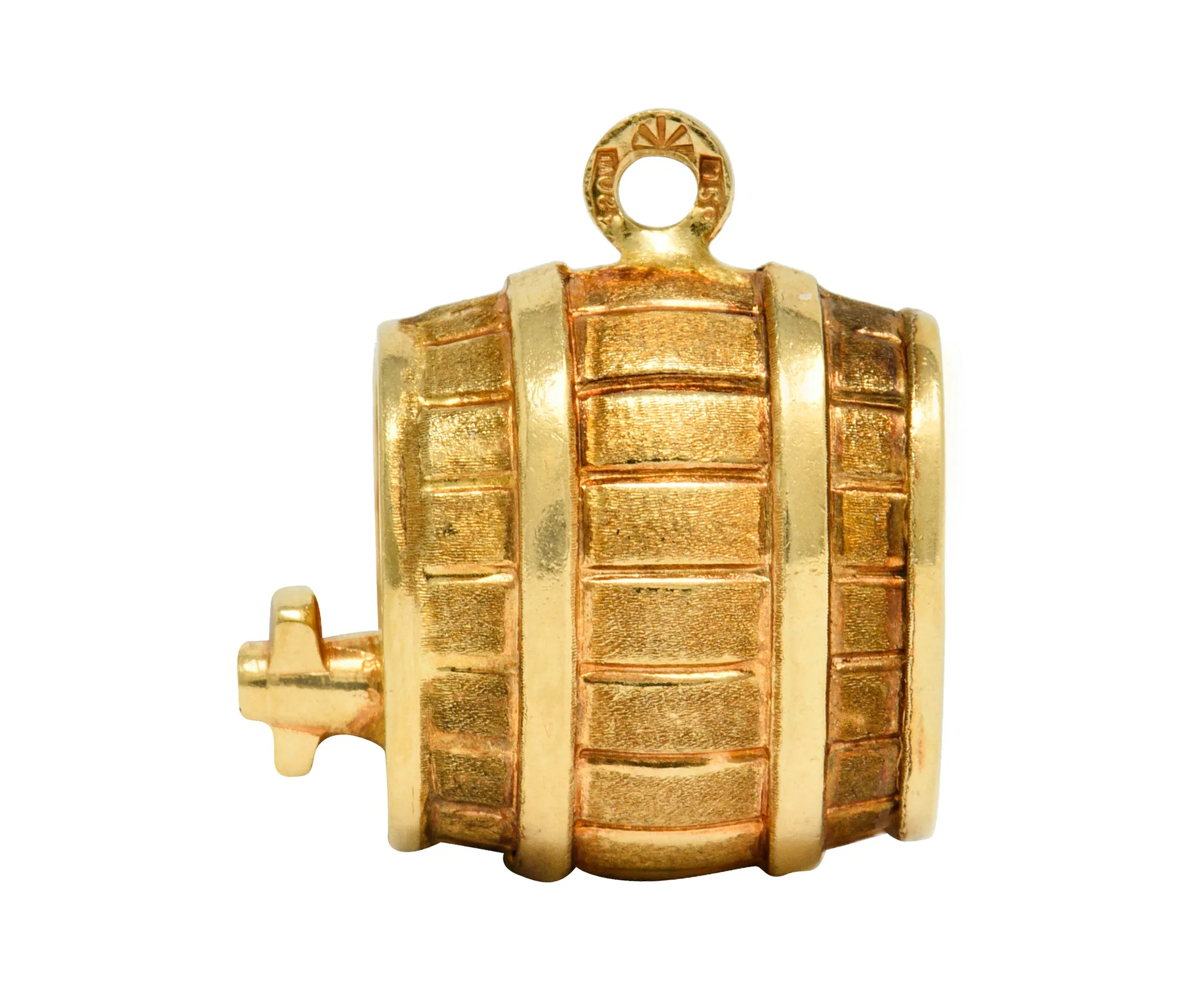 Vintage Italian 18 Karat Gold Barrel Keg Charm