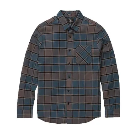 Volcom Youth Caden Plaid L/S Flannel (Marina Blue)