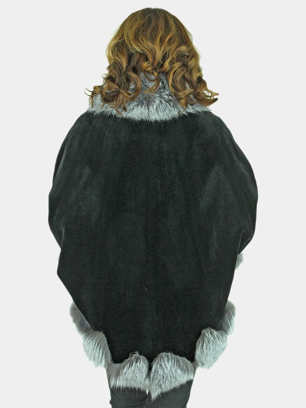 Woman's Black Sheared Mink Fur Cape | Day Furs